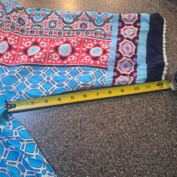 Womens Tunic Top Plus Size 2X  Medallion Tile Crochet Trim Boho Cottage Peasant - Picture 15 of 16